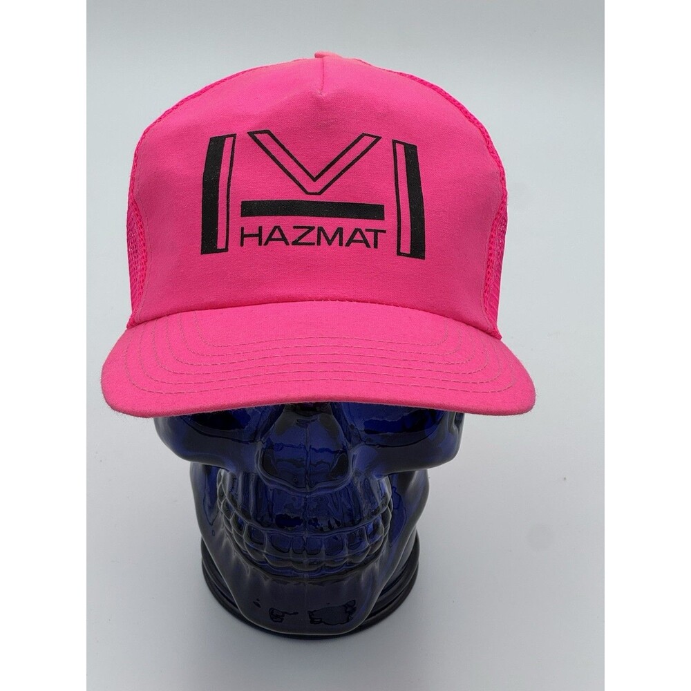 Hazmat Mesh Trucker Hat Hazardous Materials Hot Pink SnapBack Adjustable